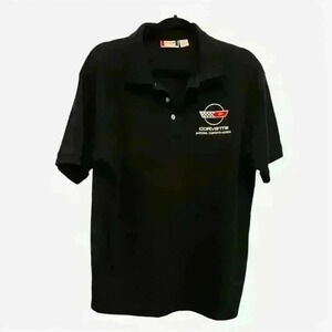 Clique Men's Black Polo Shirt L Embroidered Corvette Museum Casual